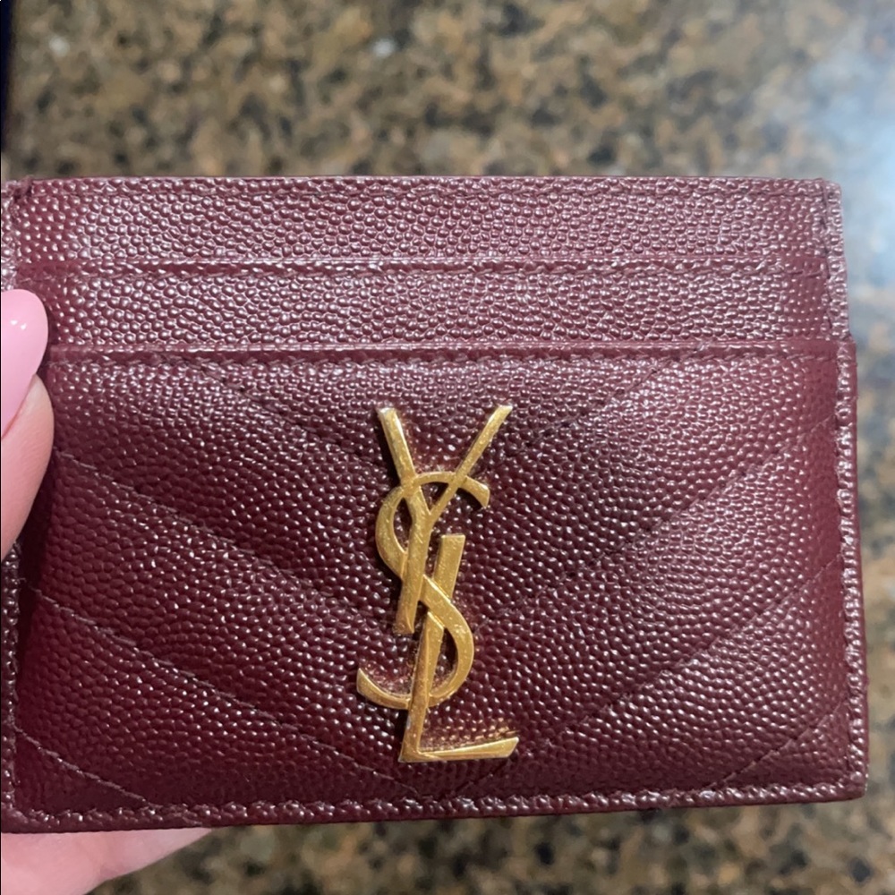 Like new Maroon color YSL card case with box /tags